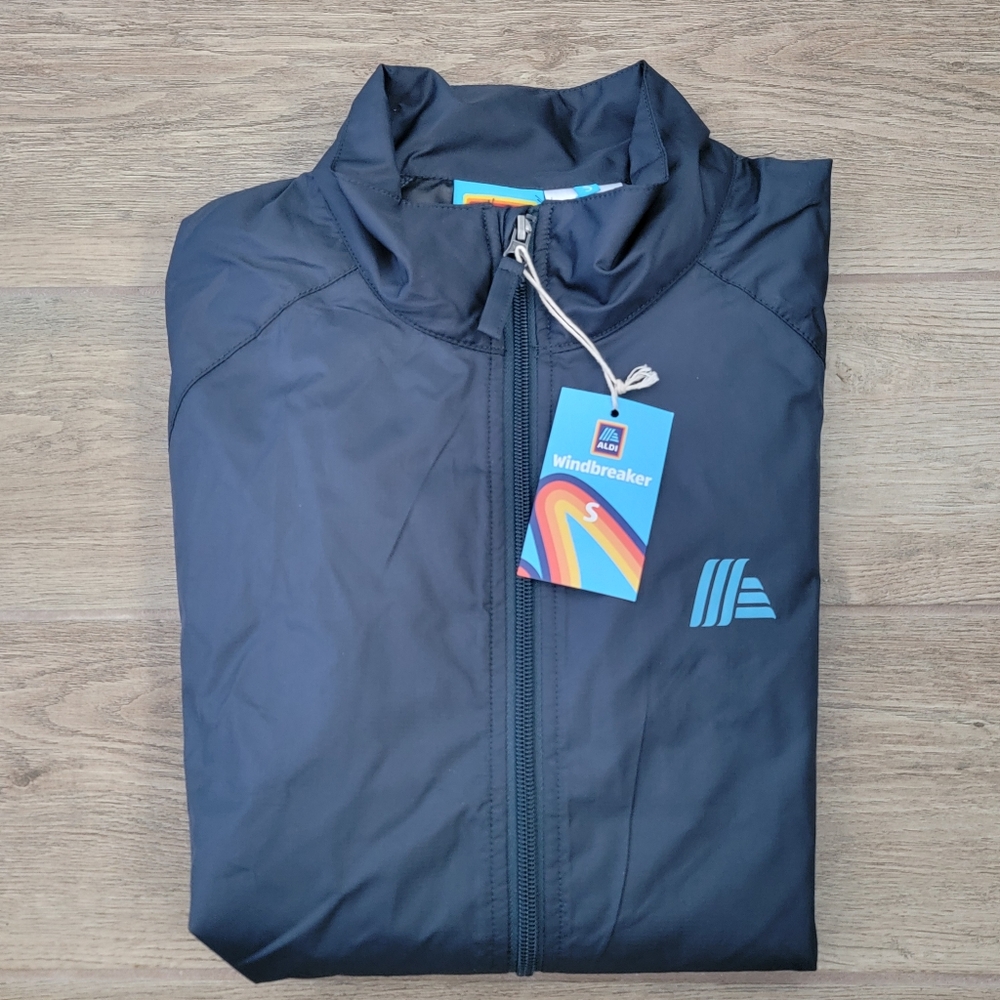 ALDI Blueberry Rainbow Trim Polyester Windbreaker Jacket Adult Small NWT